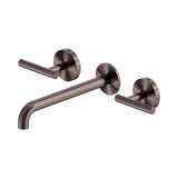 An image of Nero Tapware Mecca Wall Basin/Bath Set 220mm Spout Brushed Bronze