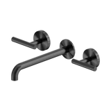 An image of Nero Tapware Mecca Wall Basin/Bath Set 220mm Spout Gun Metal