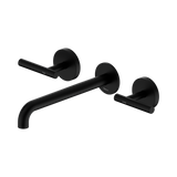 An image of Nero Tapware Mecca Wall Basin/Bath Set 220mm Spout Matte Black