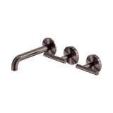 An image of Nero Tapware Mecca Wall Basin/Bath Set 160mm Offset Spout Brushed Bronze