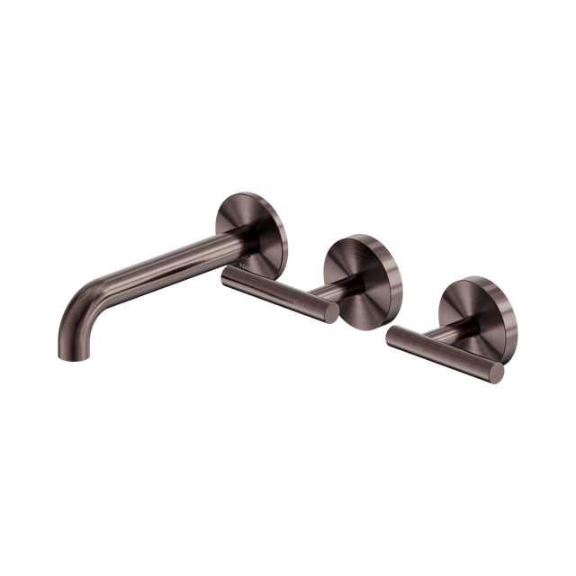 An image of Nero Tapware Mecca Wall Basin/Bath Set 160mm Offset Spout Brushed Bronze