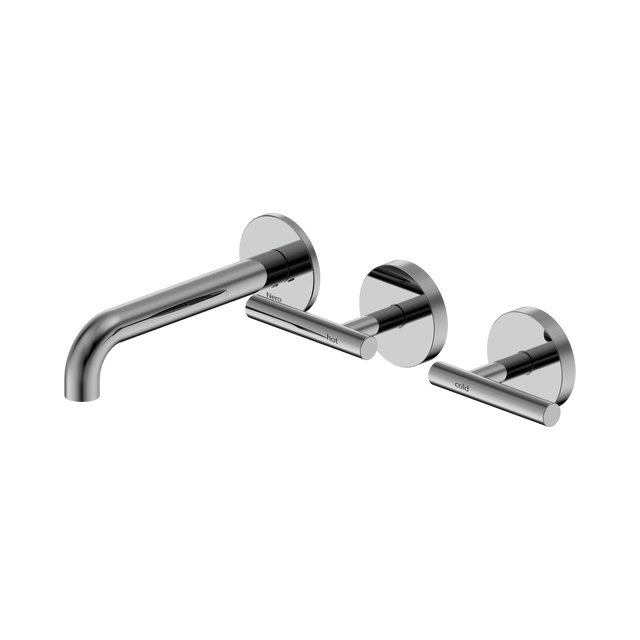 An image of Nero Tapware Mecca Wall Basin/Bath Set 160mm Offset Spout Chrome