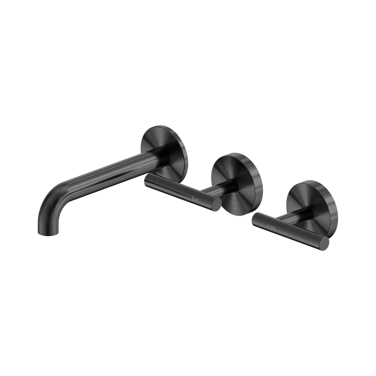 An image of Nero Tapware Mecca Wall Basin/Bath Set 160mm Offset Spout Gun Metal