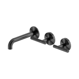 An image of Nero Tapware Mecca Wall Basin/Bath Set 160mm Offset Spout Gun Metal