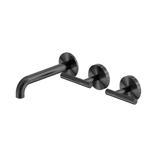 An image of Nero Tapware Mecca Wall Basin/Bath Set 160mm Offset Spout Gun Metal