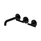 An image of Nero Tapware Mecca Wall Basin/Bath Set 160mm Offset Spout Matte Black