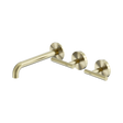 An image of Nero Tapware Mecca Wall Basin/Bath Set 185mm Offset Spout Brushed Gold
