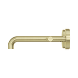 An image of Nero Tapware Mecca Wall Basin/Bath Set 185mm Offset Spout Brushed Gold