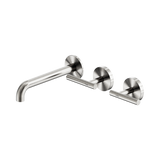 An image of Nero Tapware Mecca Wall Basin/Bath Set 185mm Offset Spout Brushed Nickel