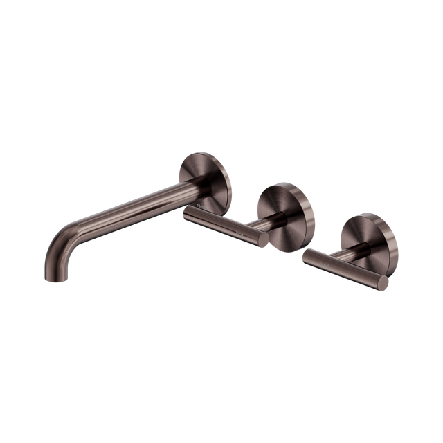 An image of Nero Tapware Mecca Wall Basin/Bath Set 185mm Offset Spout Brushed Bronze
