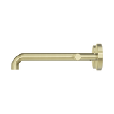 An image of Nero Tapware Mecca Wall Basin/Bath Set 220mm Offset Spout Brushed Gold