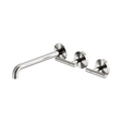 An image of Nero Tapware Mecca Wall Basin/Bath Set 220mm Offset Spout Brushed Nickel