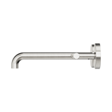 An image of Nero Tapware Mecca Wall Basin/Bath Set 220mm Offset Spout Brushed Nickel