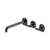An image of Nero Tapware Mecca Wall Basin/Bath Set 220mm Offset Spout Gun Metal