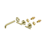 An image of Nero Tapware Mecca Wall Basin/Bath Set 160mm Spout Trim kits Only Brushed Gold