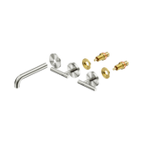 An image of Nero Tapware Mecca Wall Basin/Bath Set 160mm Spout Trim kits Only Brushed Nickel