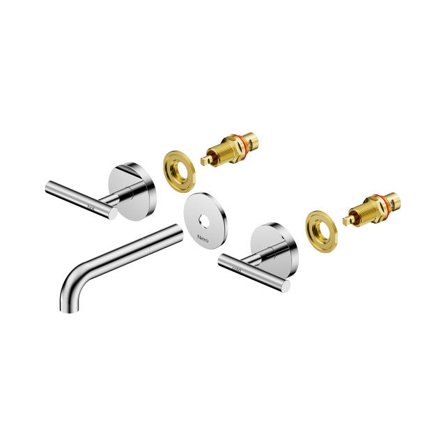 An image of Nero Tapware Mecca Wall Basin/Bath Set 160mm Spout Trim kits Only Chrome