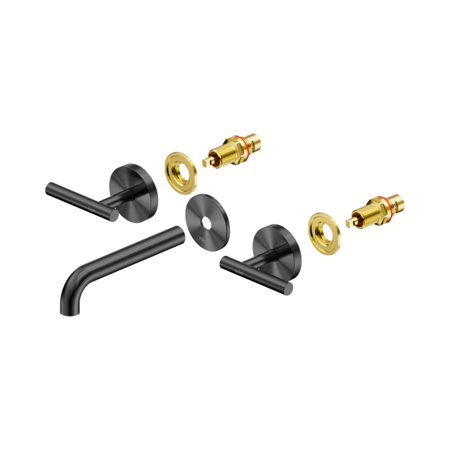 An image of Nero Tapware Mecca Wall Basin/Bath Set 160mm Spout Trim kits Only Gun Metal