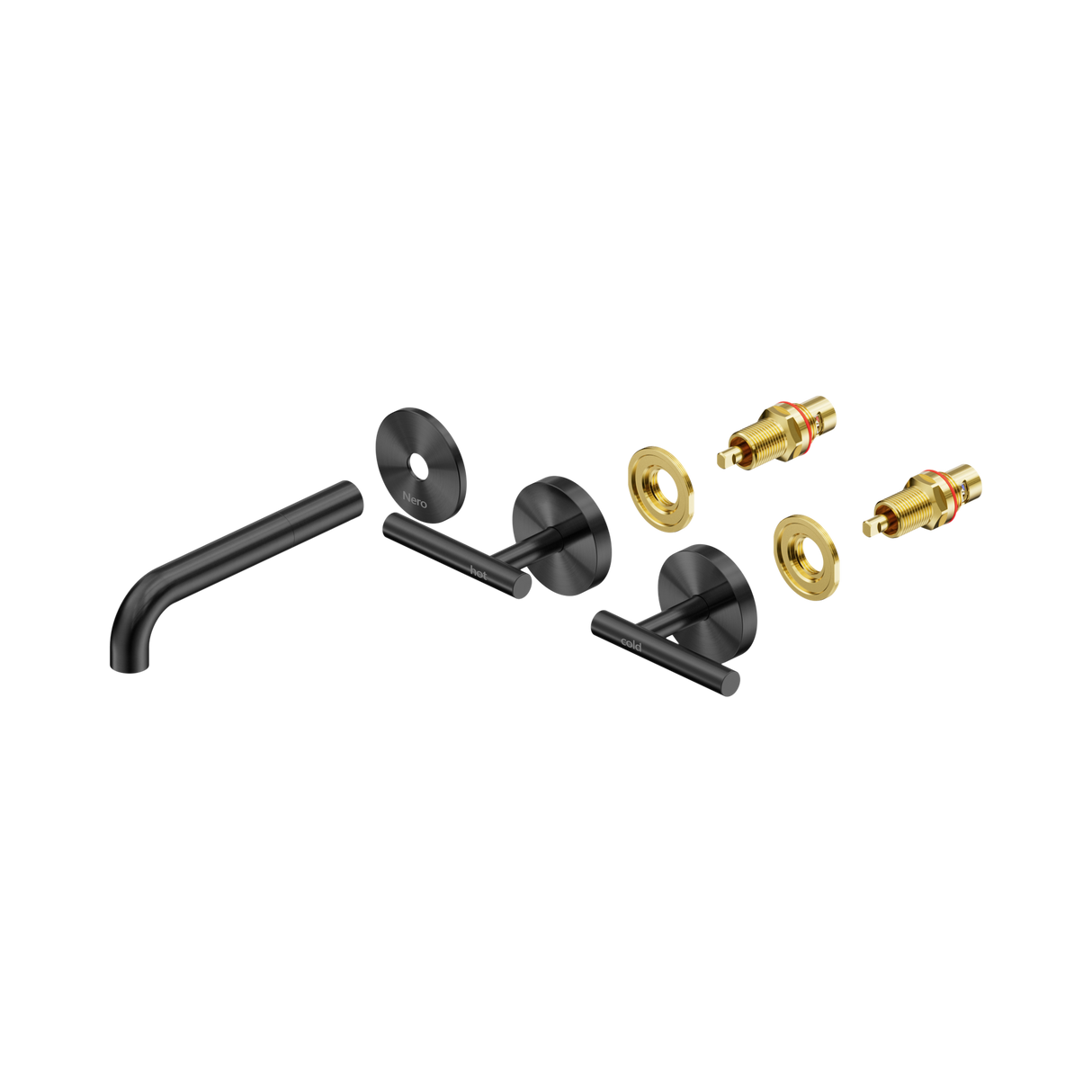 An image of Nero Tapware Mecca Wall Basin/Bath Set 160mm Spout Trim kits Only Gun Metal