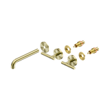 An image of Nero Tapware Mecca Wall Basin/Bath Set 185mm Spout Trim kits Only Brushed Gold