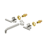 An image of Nero Tapware Mecca Wall Basin/Bath Set 185mm Spout Trim kits Only Brushed Nickel