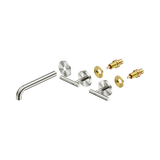 An image of Nero Tapware Mecca Wall Basin/Bath Set 185mm Spout Trim kits Only Brushed Nickel