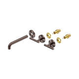 An image of Nero Tapware Mecca Wall Basin/Bath Set 185mm Spout Trim kits Only Brushed Bronze