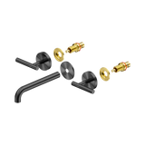 An image of Nero Tapware Mecca Wall Basin/Bath Set 185mm Spout Trim kits Only Gun Metal