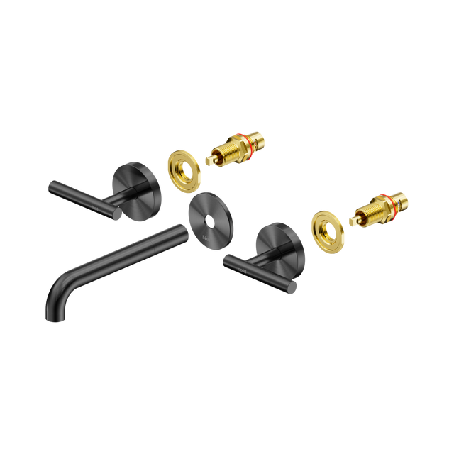 An image of Nero Tapware Mecca Wall Basin/Bath Set 185mm Spout Trim kits Only Gun Metal