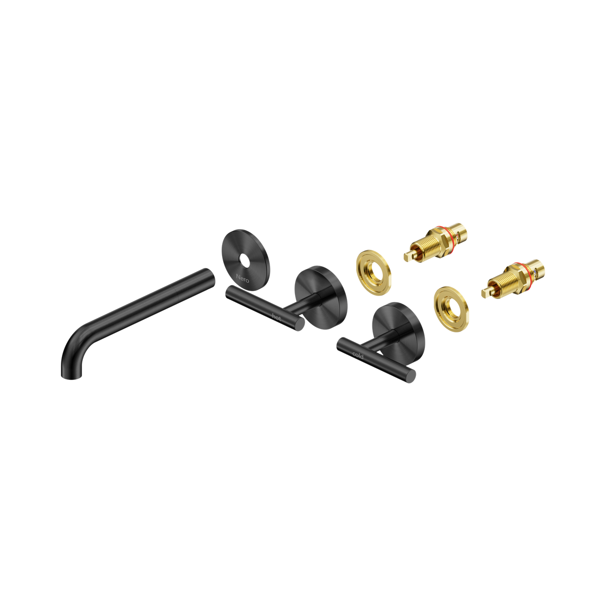 An image of Nero Tapware Mecca Wall Basin/Bath Set 185mm Spout Trim kits Only Gun Metal