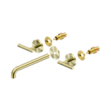 An image of Nero Tapware Mecca Wall Basin/Bath Set 220mm Spout Trim kits Only Brushed Gold