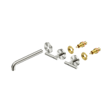 An image of Nero Tapware Mecca Wall Basin/Bath Set 220mm Spout Trim kits Only Brushed Nickel