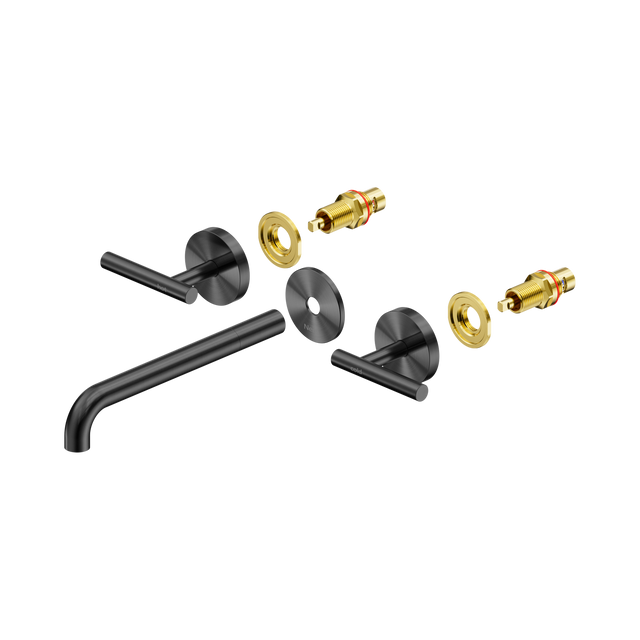 An image of Nero Tapware Mecca Wall Basin/Bath Set 220mm Spout Trim kits Only Gun Metal