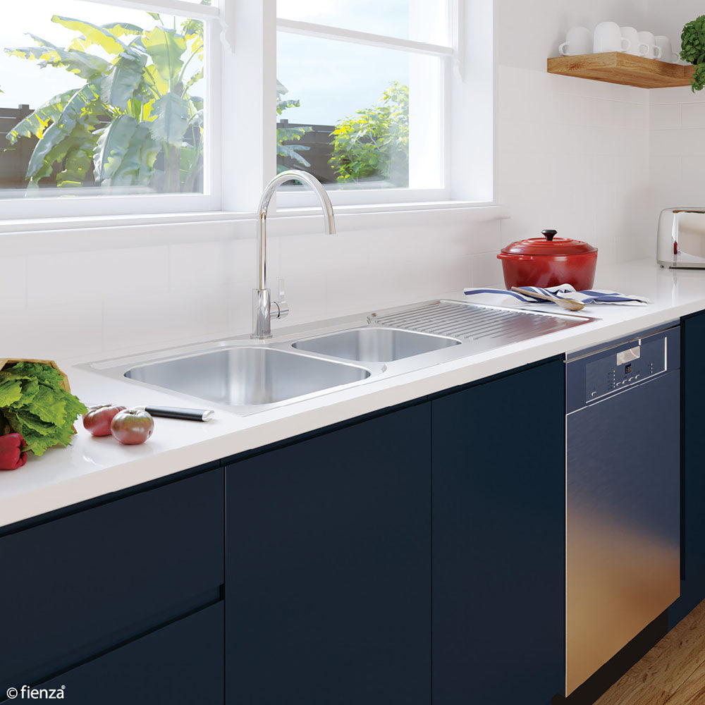 Tiva 1080 1.75 Kitchen Sink with Drainer, Left Bowl