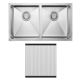 Hana Anti-Scratch 27L/27L Double Kitchen Sink Kit, Stainless Steel
