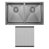 Hana Anti-Scratch 27L/27L Double Kitchen Sink Kit, PVD Gun Metal