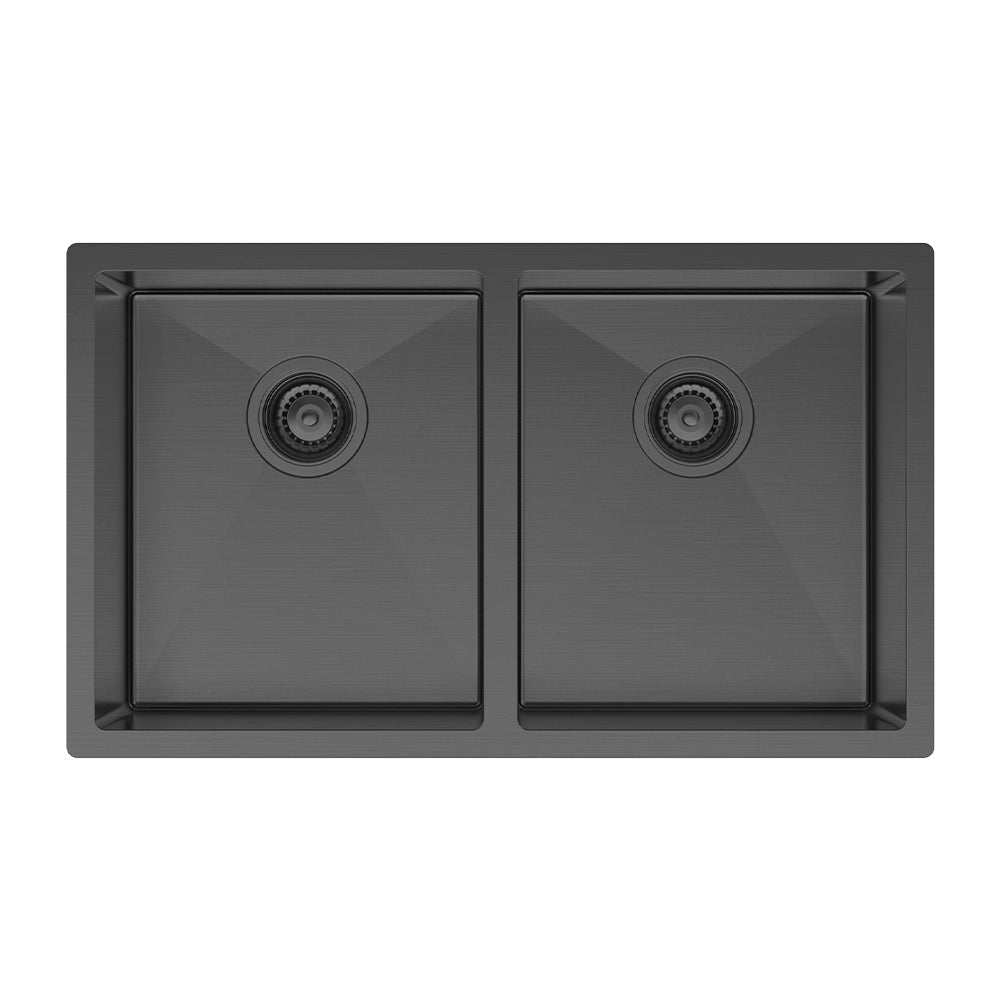 Hana 27L/27L Double Kitchen Sink, PVD Carbon Metal