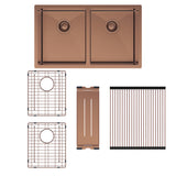 Hana 27L/27L Double Kitchen Sink Kit, Brushed Copper