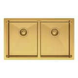 Hana 27L/27L Double Kitchen Sink, PVD Rugged Brass