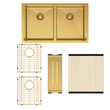 Hana 27L/27L Double Kitchen Sink Kit, PVD Rugged Brass