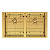 Hana 27L/27L Double Kitchen Sink, PVD Rugged Brass