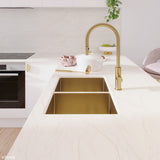 Hana 27L/27L Double Kitchen Sink, PVD Rugged Brass