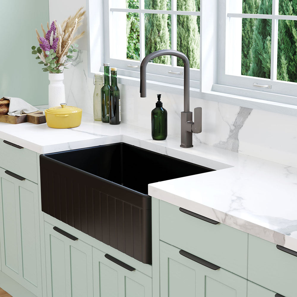 Benson Single Butler Sink, Large, Matt Black