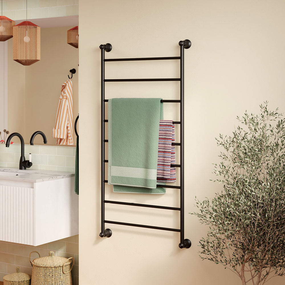 Lillian Heated Towel Rail 600 x 1200mm Matt Black