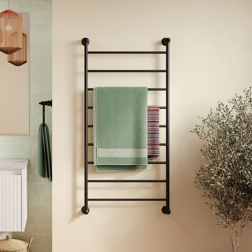 Lillian Heated Towel Rail 600 x 1200mm Matt Black