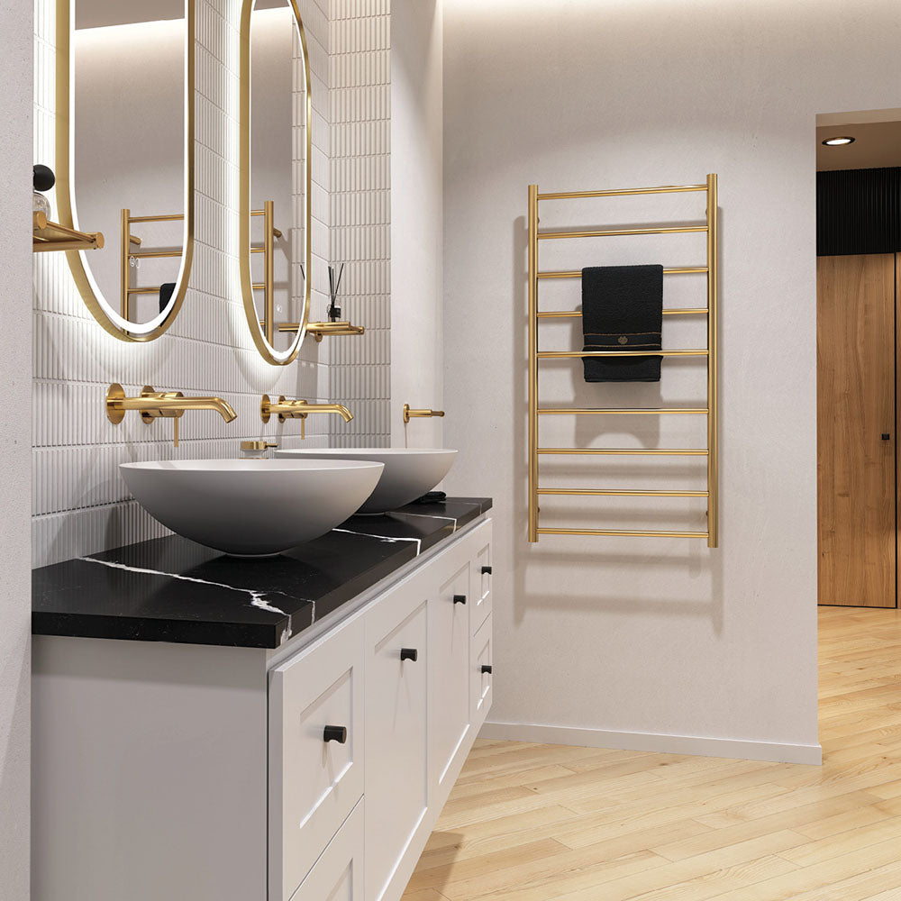 Kaya Heated Towel Rail 600 x 1200mm Urban Brass