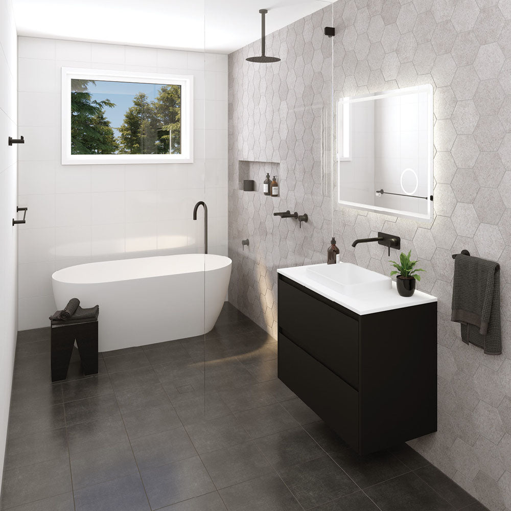 Kaya Single Towel Rail 900mm Matt Black