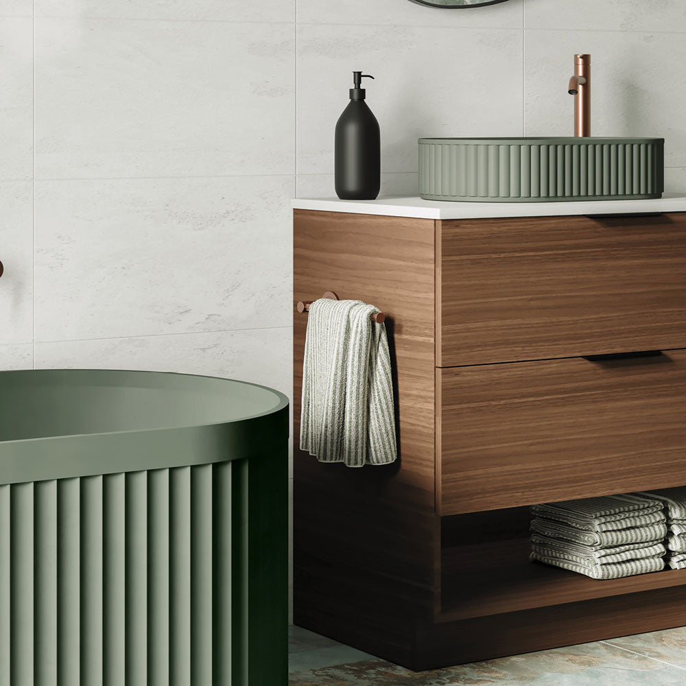 Kaya Hand Towel Rail / Toilet Roll Holder Brushed Copper