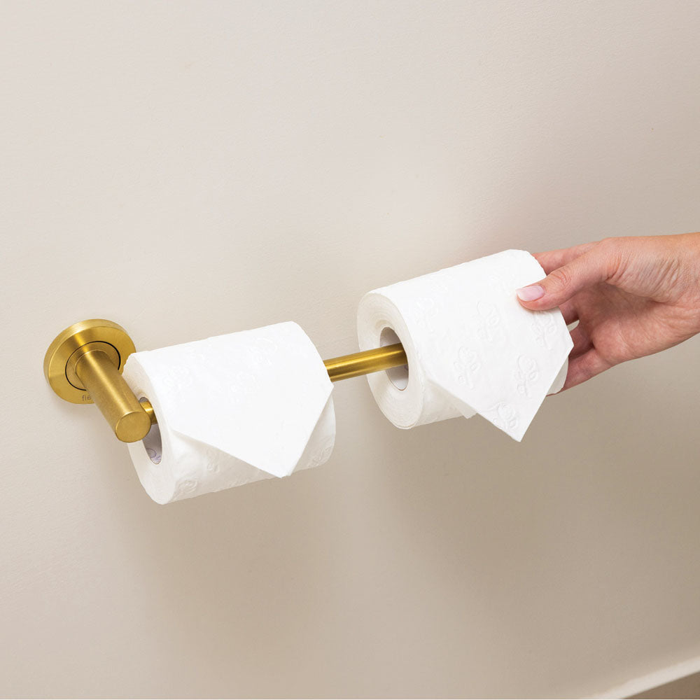 Kaya Hand Towel Rail / Toilet Roll Holder Urban Brass