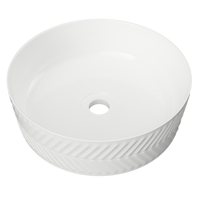 An image of Timberline's Allure Arrow Basin 360mm White Gloss